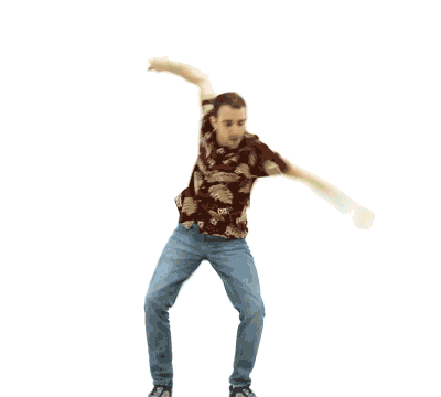 Crazy man doing a happy dance